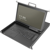 Digitus Modulare HD LCD KVM Konsole mit 17" TFT 8 Port VGA, KVM-Switch schwarz, deutsches Tastaturlayout, 8 Port VGA KVM-Switch, Touchpad