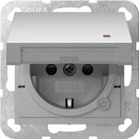 Gira Schutzkontaktsteckdose Typ F 16 Ampere 250 Volt mit Klappdeckel und Kontrolllicht aluminium, Retail