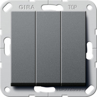Gira Wippschalter British Standard dreifach mit Wippen Ausschalter anthrazit, Retail