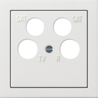 Gira Zentraleinsatz mit Zentralplatte 4fach für Koaxial-Antennensteckdose mit 2 SAT-Anschlüssen, Adapter weiß, Retail
