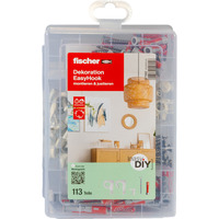 fischer EasyDIY Box Dekoration EasyHook+Schraube , Dübel hellgrün/rot, 113-teilig