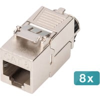 Digitus Keystone-Modul Cat. 8.1, geschirmt, 8 Stück silber, werkzeugfreier Montageanschluss