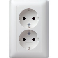 Gira Schutzkontakt-Doppelsteckdose 16 Ampere 250 Volt mit Vollplatte Standard 55 weiß, Retail