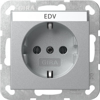 Gira Schutzkontaktsteckdose Typ F 16 Ampere 250 Volt mit Beschriftungsfeld aluminium, Retail