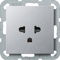 Gira Steckdose mit Schutzkontakt Euro US System 16 Ampere 250 Volt aluminium, Retail
