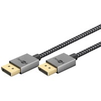 goobay DisplayPort Kabel 2.0/2.1 Slim silber/schwarz, 1 Meter
