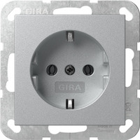 Gira Steckdose Schutzkontakt Typ F 16 Ampere 250 Volt Schraubklemmen geerdeter Tragring aluminium, Retail