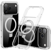 Nevox StyleShell SHOCKFlex mit Standfunktion, Handyhülle transparent, iPhone 17 Pro / iPhone 18 Pro, kompatibel mit MagSafe