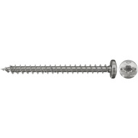 fischer Spanplattenschraube PowerFast 5,0x60 Halbrundkopf TX 50 Stück, mit Vollgewinde, Edelstahl A2