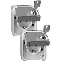 Merten Schutzkontakt-Steckdose Schuko Aufputz mit Schraubklemmen, IP44, 16 Ampere, 250 Volt hellgrau, Retail