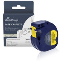 MediaRange Kunststoff-Schriftbandkassette, 12mm, 4m, laminiert, schwarz auf gelb kompatibel zu Dymo 91222/S0721670