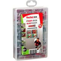 fischer Profi-Box DuoPower + Schrauben, Dübel hellgrau/rot, 160-teilig, mit Schrauben