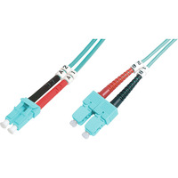 Digitus LWL Patchkabel, Duplex, LC > SC Stecker, Multimode OM3 türkis, 3 Meter