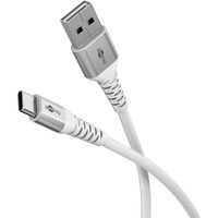 goobay Supersoftes USB 2.0 Textilkabel, USB-A Stecker > USB-C Stecker weiß, 1 Meter
