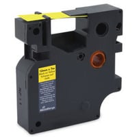 MediaRange Kunststoff-Schriftbandkassette, 12mm, 7m, laminiert, schwarz auf gelb kompatibel zu Dymo D1/45018/S0720580