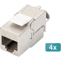 Digitus CAT 6A Keystone Modul geschirmt werkzeugfrei 4 Stk., Keystone-Modul 