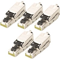 Digitus CAT 6A Feldstecker STP Staubkappe/Knickschutz, 5 Stück silber
