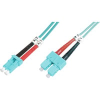 Digitus LWL Patchkabel, Duplex, LC > SC Stecker, Multimode OM3 türkis, 10 Meter