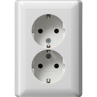 Gira Schutzkontakt Doppelsteckdose 16 Ampere 250 Volt mit Vollplatte Standard 55 weiß, Retail