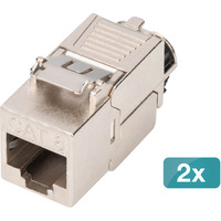Digitus Keystone-Modul Cat. 8.1, geschirmt, 2 Stück silber, werkzeugfreier Montageanschluss