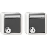 Gira Set 2 Schutzkontakt Steckdosen mit Klappdeckel und Schloss grau, Retail