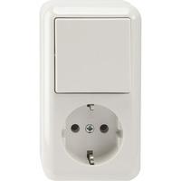 Merten Schutzkontaktsteckdose 16 Ampere, Wechsel-Schalter 10 Ampere, Aufputz, Typ MEG3495-8719 weiß (glänzend), Retail