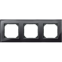 Merten Rahmen aus Glas, dreifach, waagerecht und senkrecht montierbar, glänzend, IP20 schwarz (glänzend), Retail