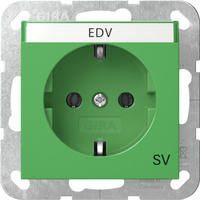 Gira Schutzkontaktsteckdose Typ F 16 Ampere 250 Volt mit Beschriftungsfeld und grüner Abdeckung grün, Retail