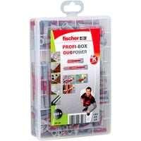 fischer Profi-Box DuoPower kurz/lang (150 Teile), Dübel hellgrau/rot, 150-teilig