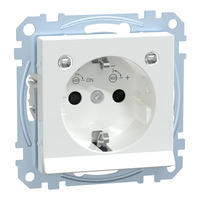 Merten Schutzkontakt-Steckdose mit Lichtauslösung und LED-Beleuchtung, Typ MEG2304-0325 weiß (glänzend), Retail