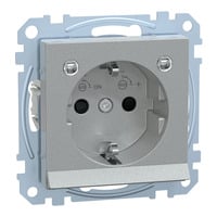 Merten Schutzkontakt-Steckdose mit Lichtauslösung und LED-Beleuchtung, Typ MEG2304-0460 aluminium, Retail