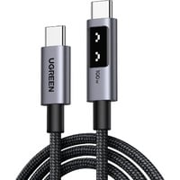 UGREEN Uno USB-C auf USB-C Kabel (100W) schwarz/grau, 1 Meter, PD 100 Watt, mit Display