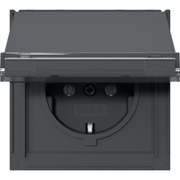 Gira Schutzkontaktsteckdose Typ F 16 Ampere 250 Volt mit Klappdeckel und Beschriftungsfeld anthrazit, Retail