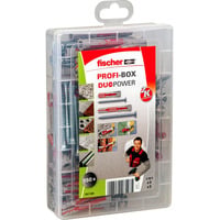 fischer Profi-Box DuoPower kurz/lang + Schrauben , Dübel hellgrau/rot, 150-teilig, mit Schrauben