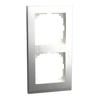 Merten Decor-Rahmen zweifach mit glänzender Oberfläche aus Metall und Thermoplast, Maße 83x154x12 mm edelstahl, Retail