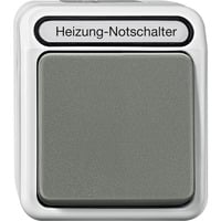 Merten Heizungs-Notschalter, zweipolig, beleuchtet, Aufputz, Schutzart IP44, 10 Ampere hellgrau, Retail