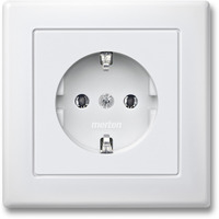 Merten Schutzkontakt-Steckdose Schuko mit voller Abdeckplatte, Unterputz, 16 Ampere, 250 Volt weiß (glänzend), Retail