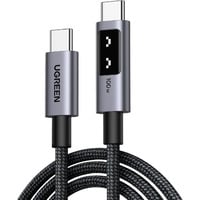 UGREEN Uno USB-C auf USB-C Kabel (100W) schwarz/grau, 3 Meter, PD 100 Watt, mit Display