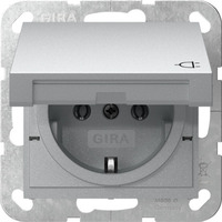 Gira Schutzkontaktsteckdose Typ F 16 Ampere 250 Volt mit Klappdeckel aluminium, Retail