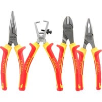 Stanley Zangen-Set VDE FATMAX, 4-teilig rot/gelb, Kombizange, Seitenschneider, Abisolierzange, Spitzzange